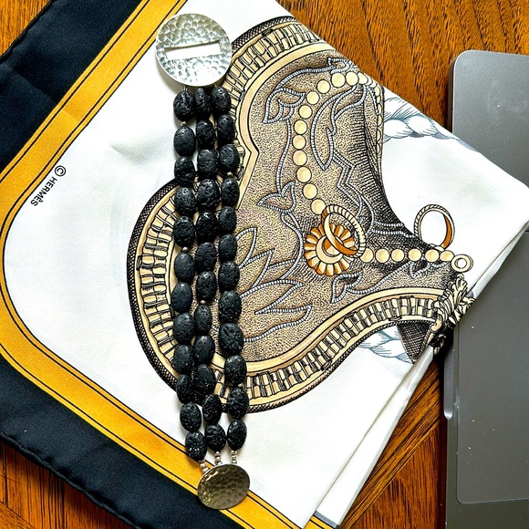 Silpada Womens Bracelet Sterling Silver Black Lava Rock - Picture 2 of 5